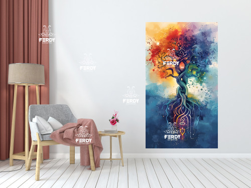خرید بکدراپ طرح درخت زندگیِ فانتزی قابل شستشو با تنوع طرح