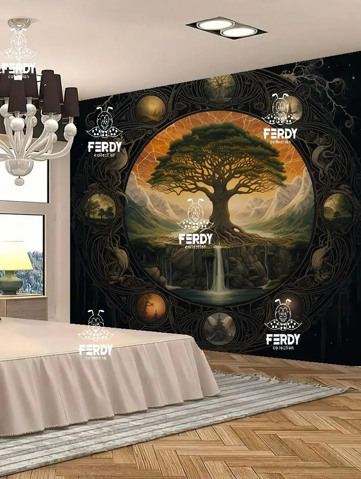 بکدراپ و تپستری فردی کالکشن  طرح درخت زندگی قابل شستشو