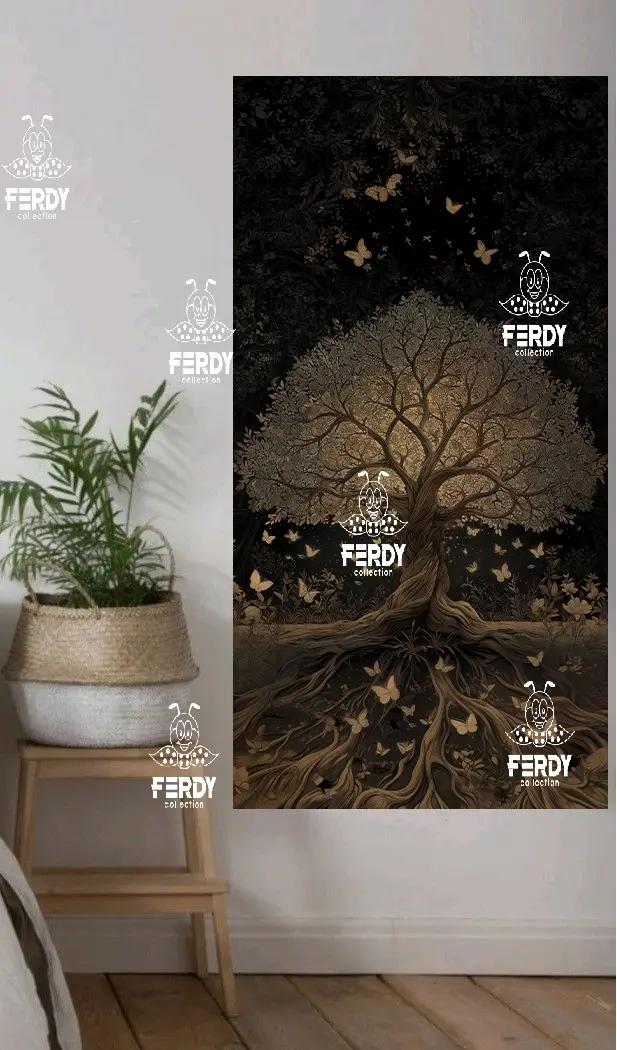 بکدراپ و تپستری فردی کالکشن طرح درخت زندگی مخمل