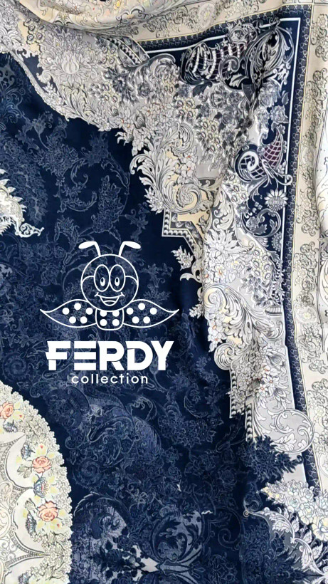 خرید روفرشی گلدار شانل مخمل | طرح مدرن در طیف رنگ طوسی، نقرهای و صورمهای