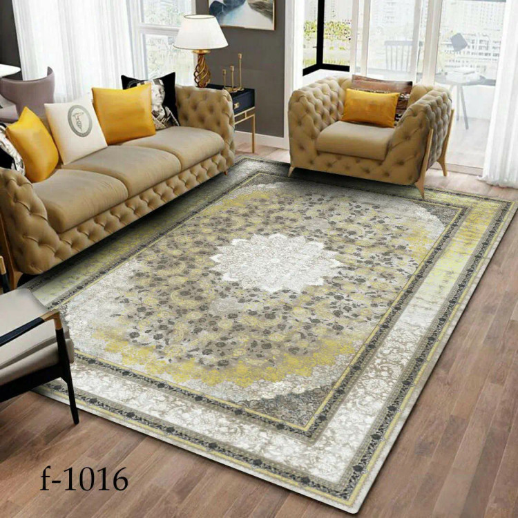 خرید روفرشی گلدار شانل مخمل | طرح سلطنتی در طیف رنگ طوسی، نقرهای و طلایی