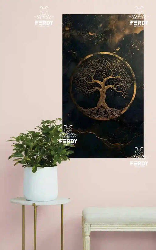 تپستری مشکی و طلایی | با ضمانت چاپ، جنس و شستشو