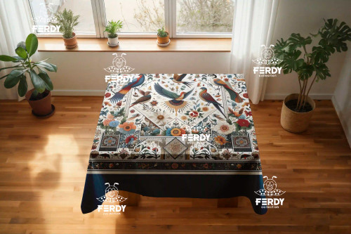 رومیزی چاپی مخمل پورش| طرح سفارشی