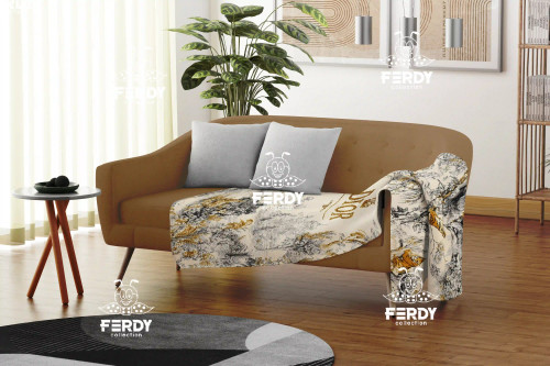 شال مبل چاپی مخمل شانل | طرح سفارشی