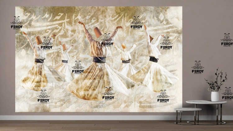 نقاشی رقص سماع درویشها و خطاطی فارسی