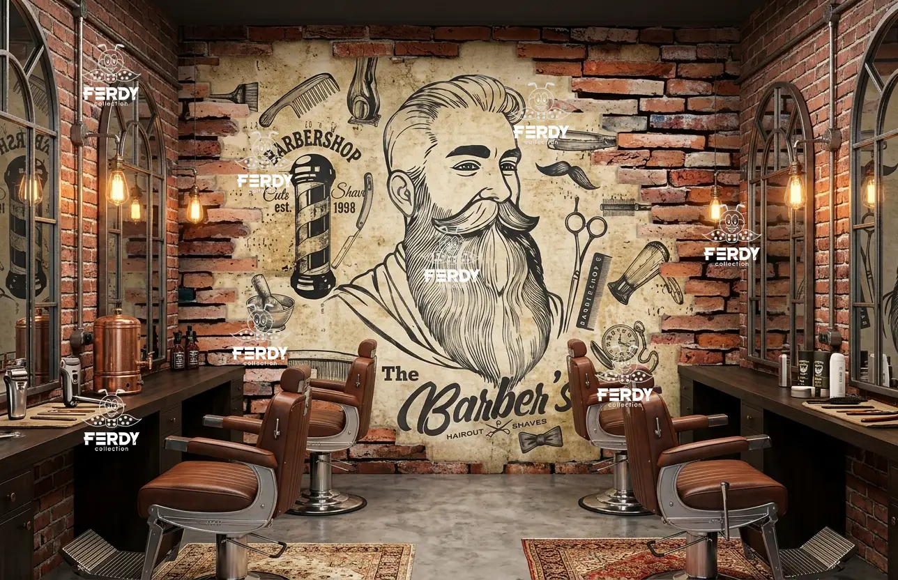 بک‌دراپ آرایشگاه مردانه طرح کلاسیک (Barber Shop) | چاپ اختصاصی فردی کالکشن