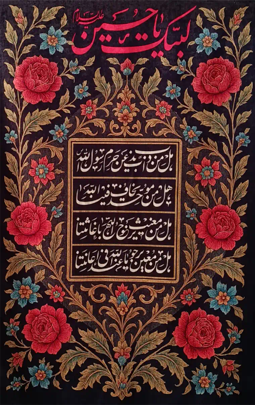 دیوارکوب مخمل مذهبی طرح ندای یاری امام حسین (ع) | تپستری لوکس 100×150 | آماده ارسال