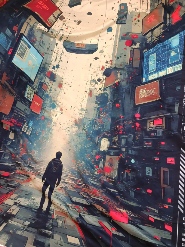 بکدراپ عمودی گیمینگ طرح "خیابان آینده" (Future Street) - اختصاصی Ferdy Collection