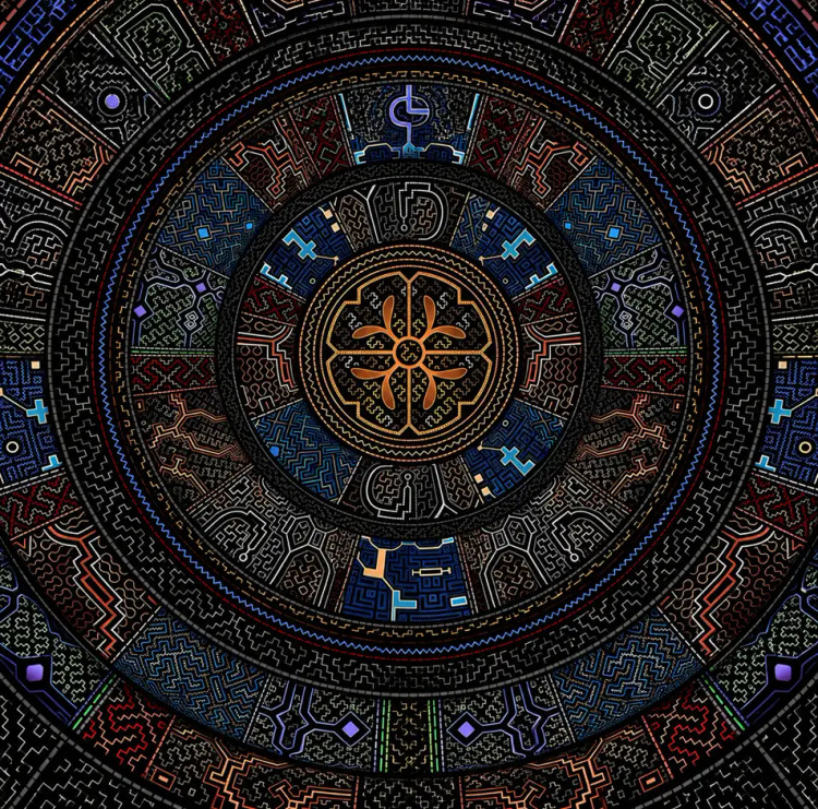 بکدراپ مخمل سایفر نایت | طرح هندسی سایکدلیک و گیمینگ