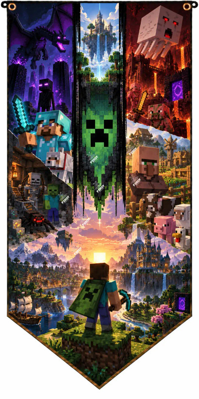 Minecraft backdrop, gaming backdrop