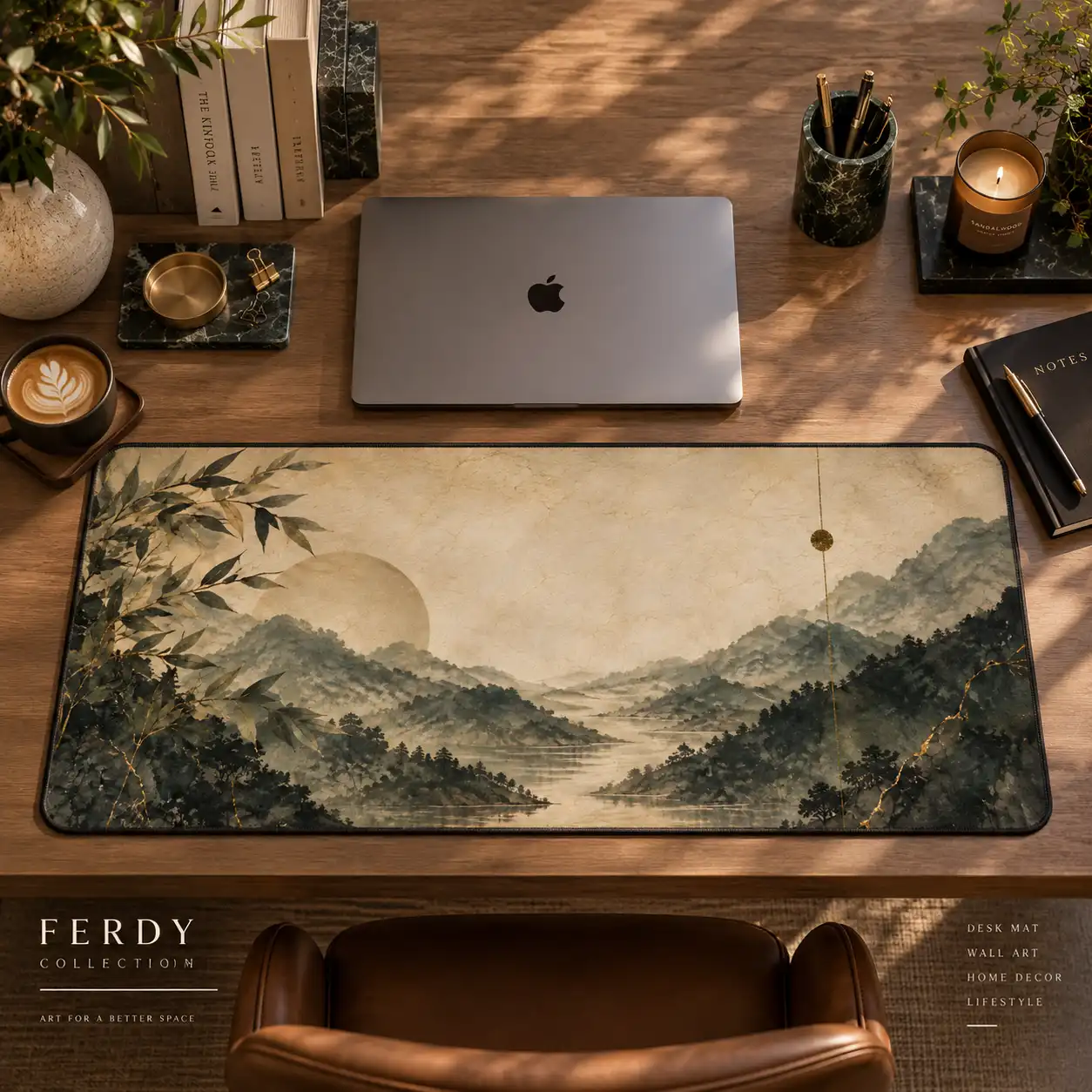 Mist Valley Desk Mat، Landscape Desk Mat