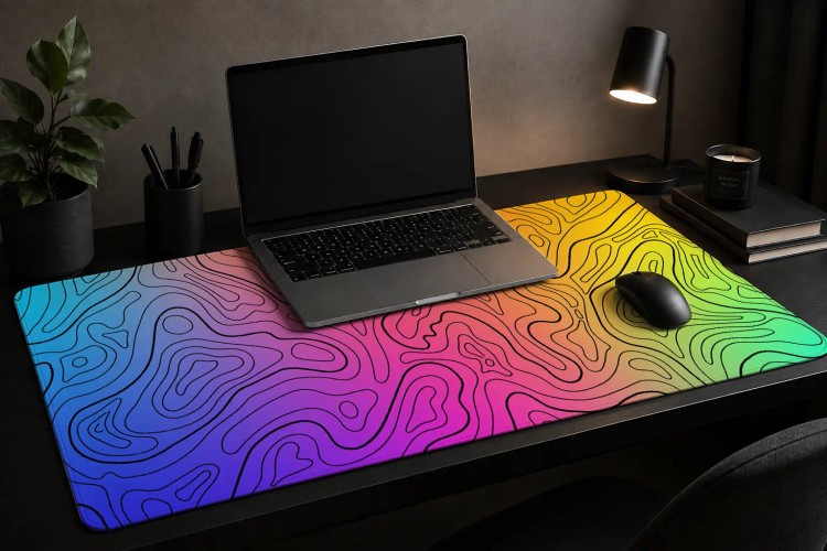 پد موس Topographic Pastel مشکی طرح نقشه توپوگرافی