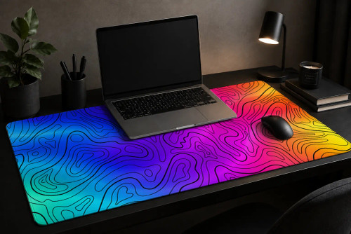 پد موس Topographic Neon مشکی با طرح خطوط توپوگرافی