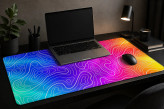دسک مت Topographic Neon سفید مناسب موس و کیبورد